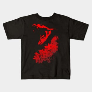 Cobra and Flowers - Red Kids T-Shirt